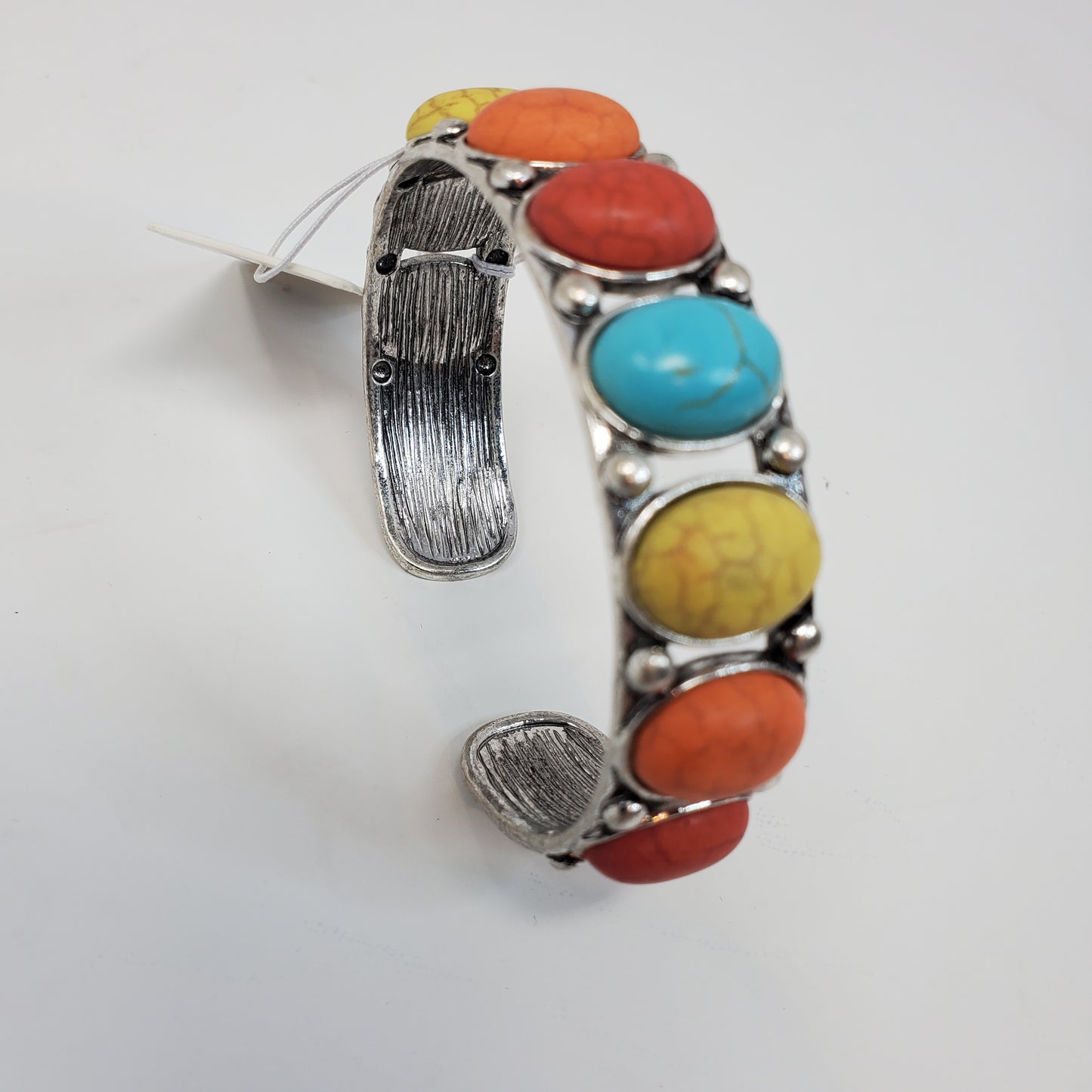 Pastel Colored Resin Material Stone- Alloy Steel Material-Bracelet