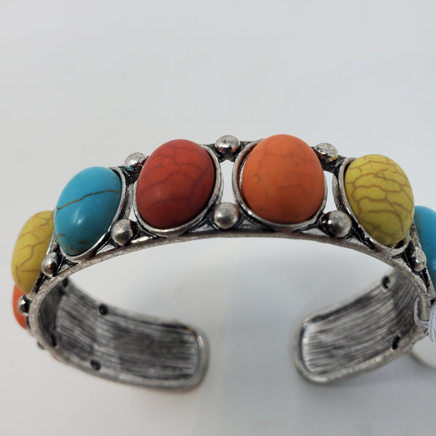 Pastel Colored Resin Material Stone- Alloy Steel Material-Bracelet