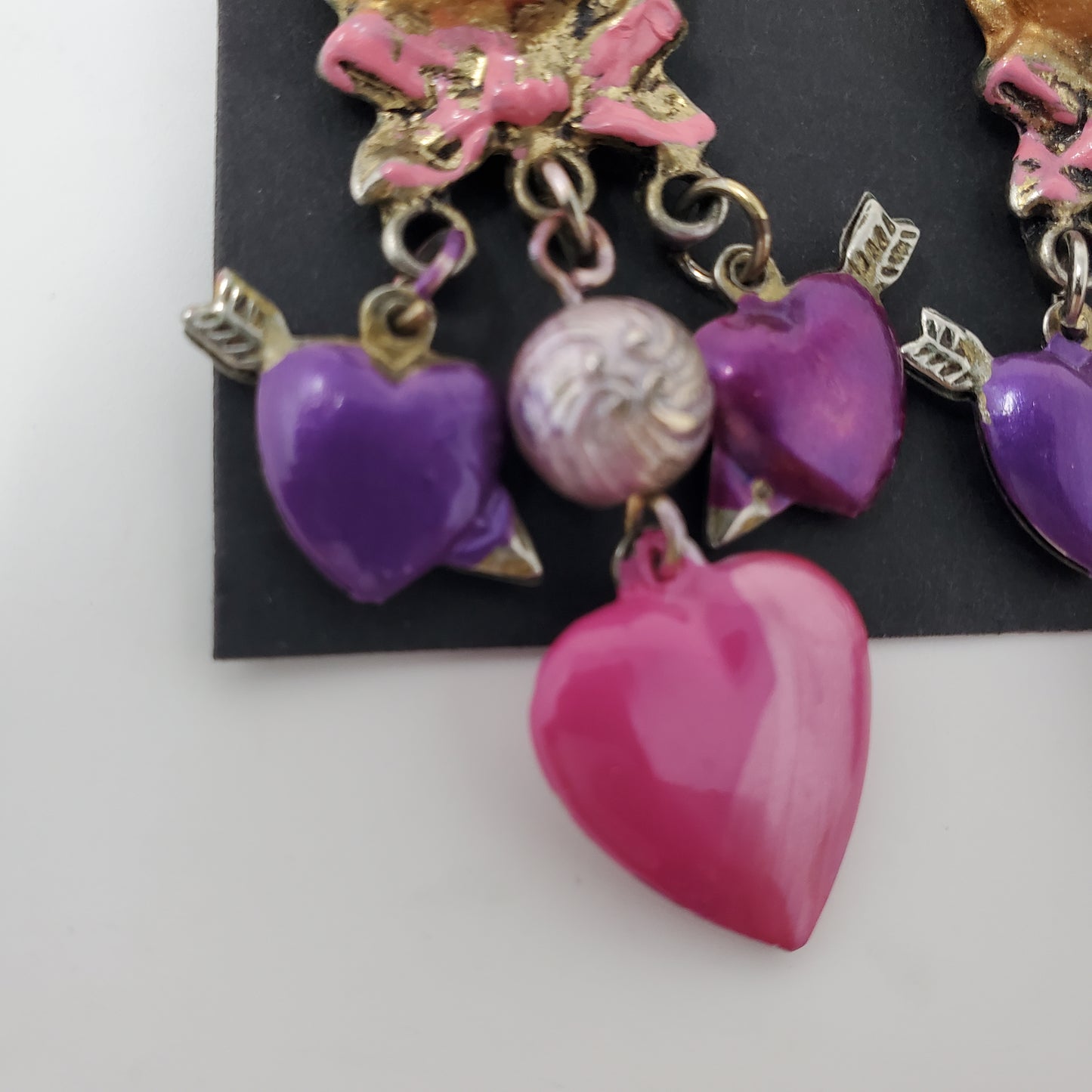 Hand painted Vintage metal Cat earrings