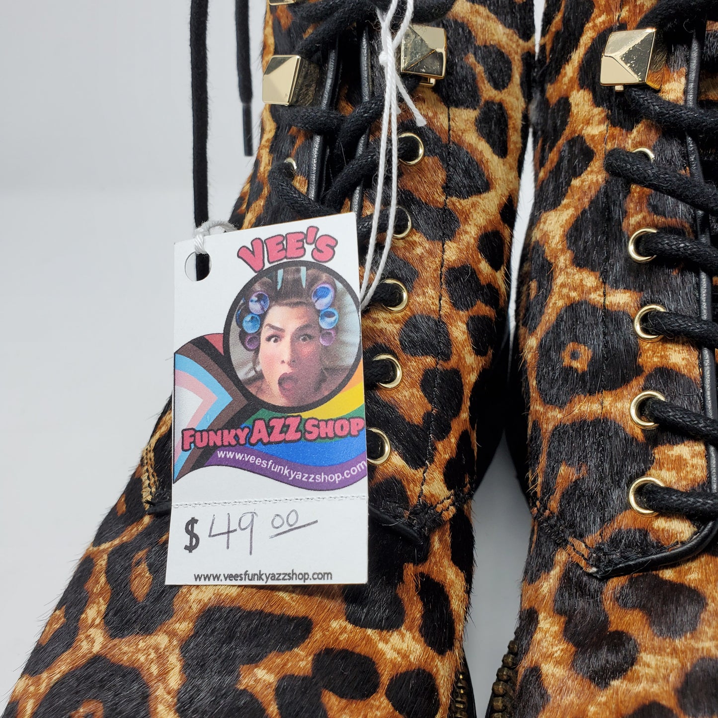 Michael Kors Faux fur leopard print boots women's Size 7.5