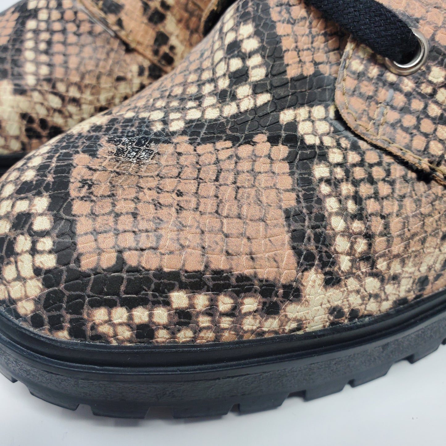 Steve Madden Womens Snake Print Block High heel Lace up Combat boots Size 10M