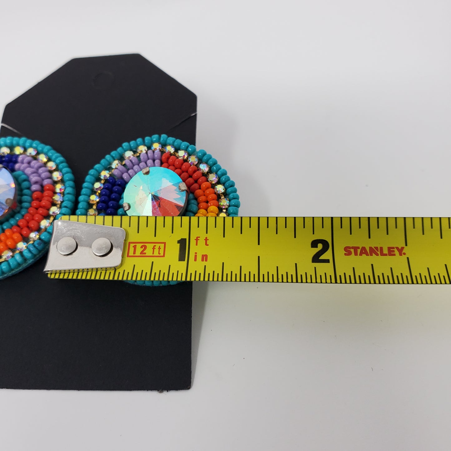 Rainbow Beaded Earrings with Rhinestones