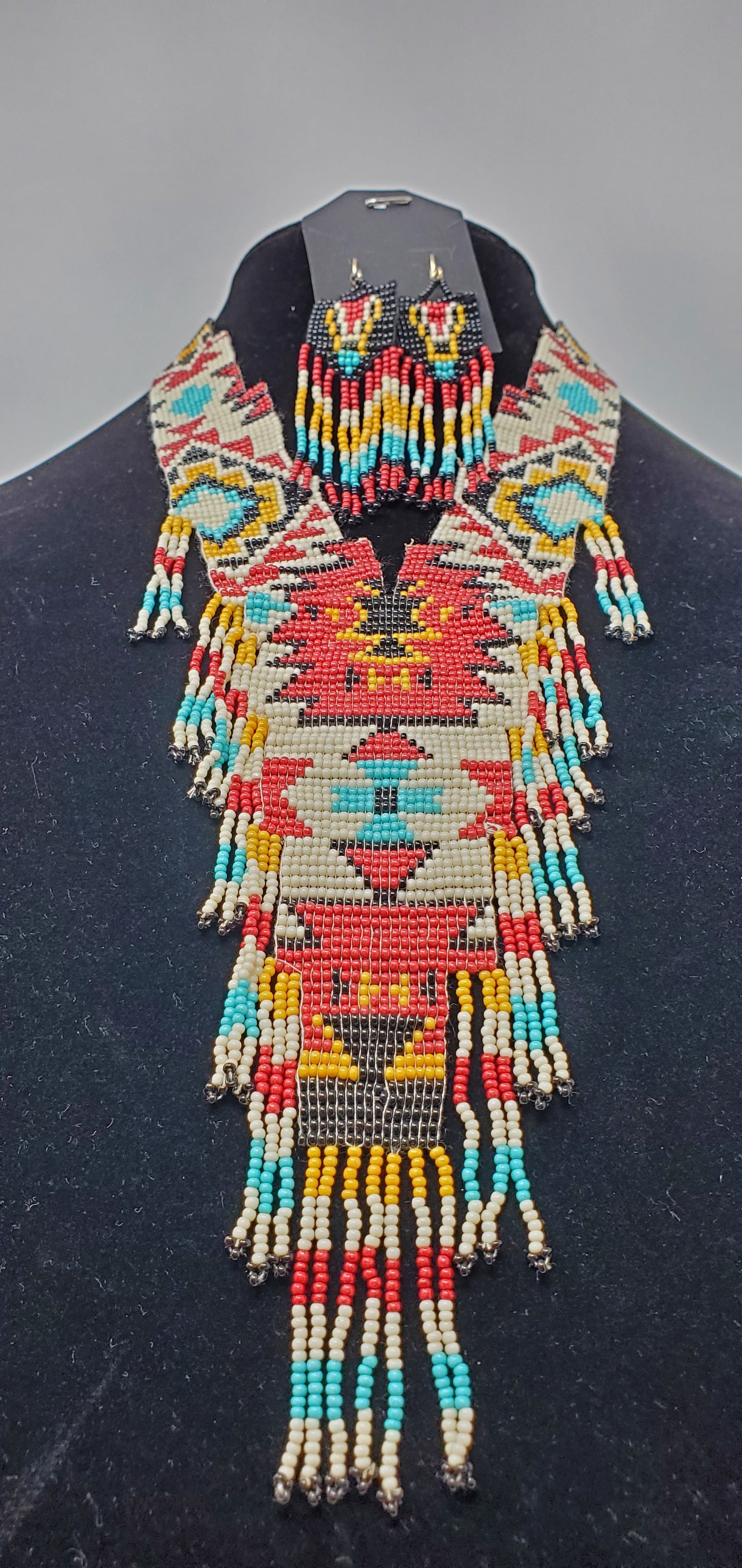 Southwestern Style Seedbead Necklace with Earrings.