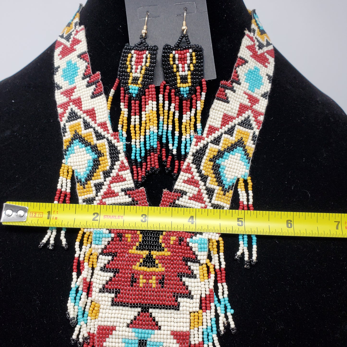 Southwestern Style Seedbead Necklace with Earrings.
