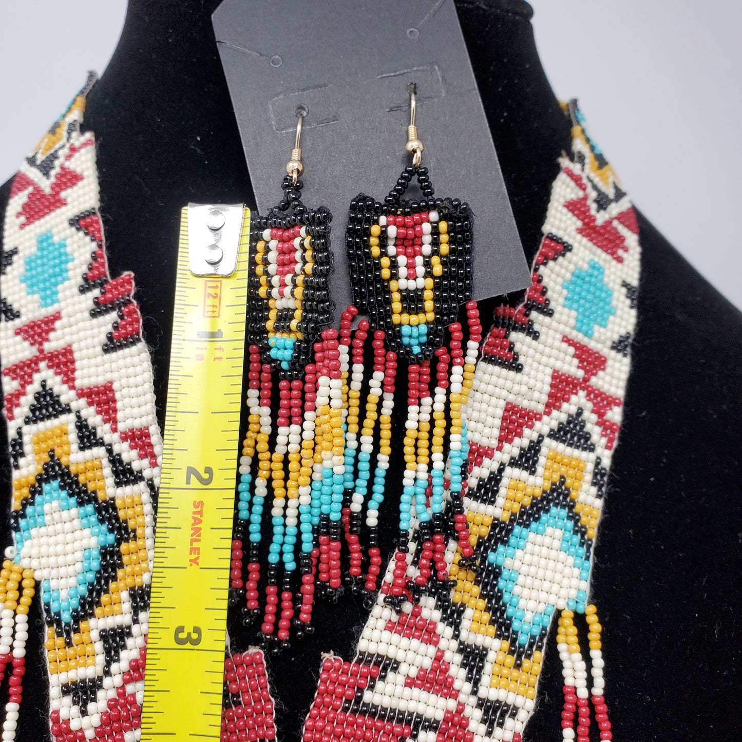 Southwestern Style Seedbead Necklace with Earrings.