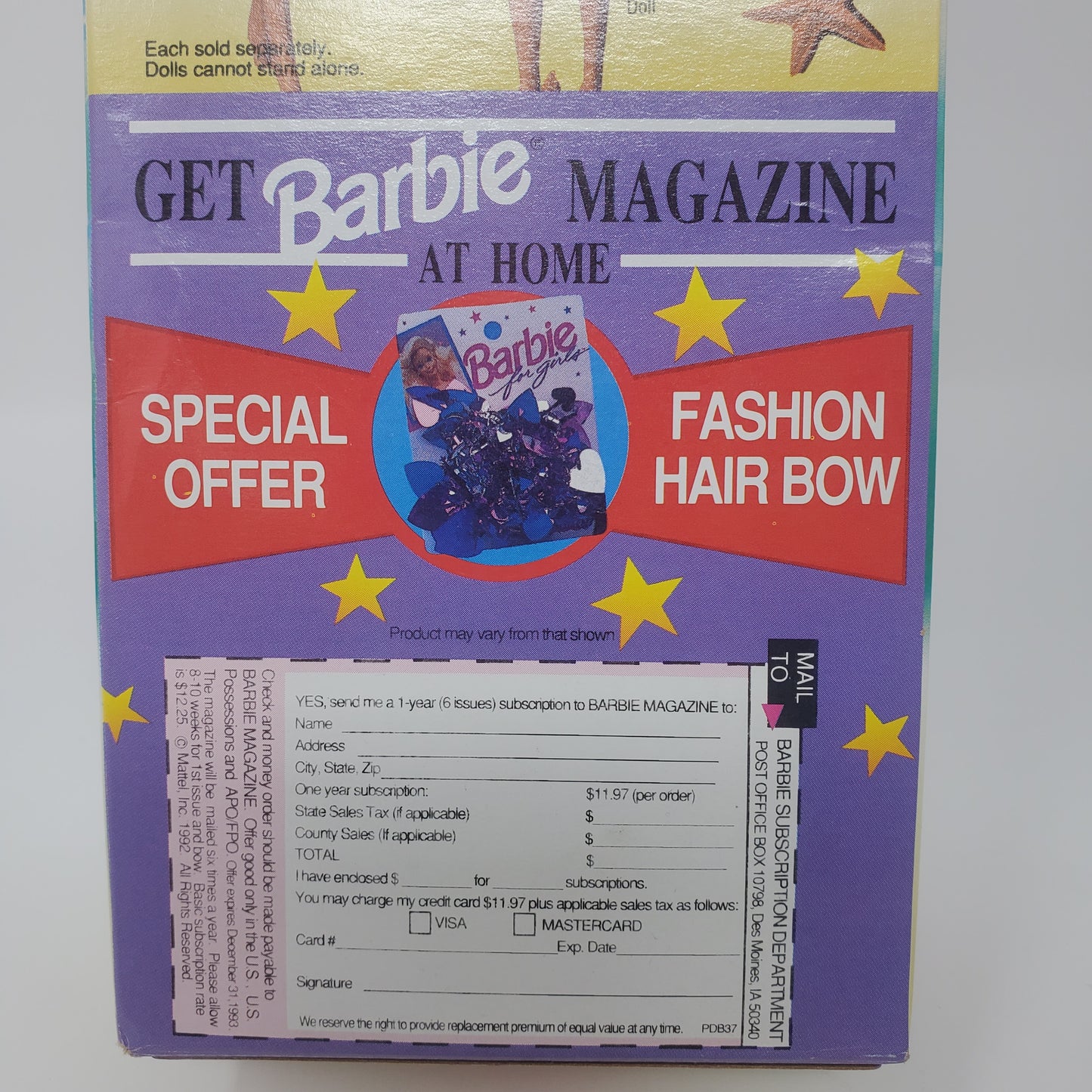 Ken Glitter Beach Doll from Mattel 1992 Collectors doll with Original "Toys R U" price tag!
