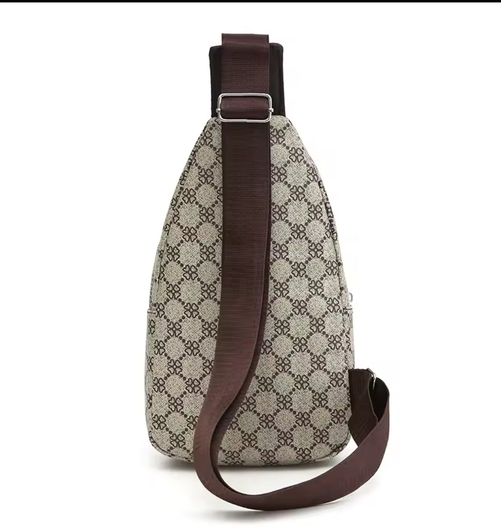 Men/Women's Crossbody multifunction messenger bag Light Beige w/ Brown Strap