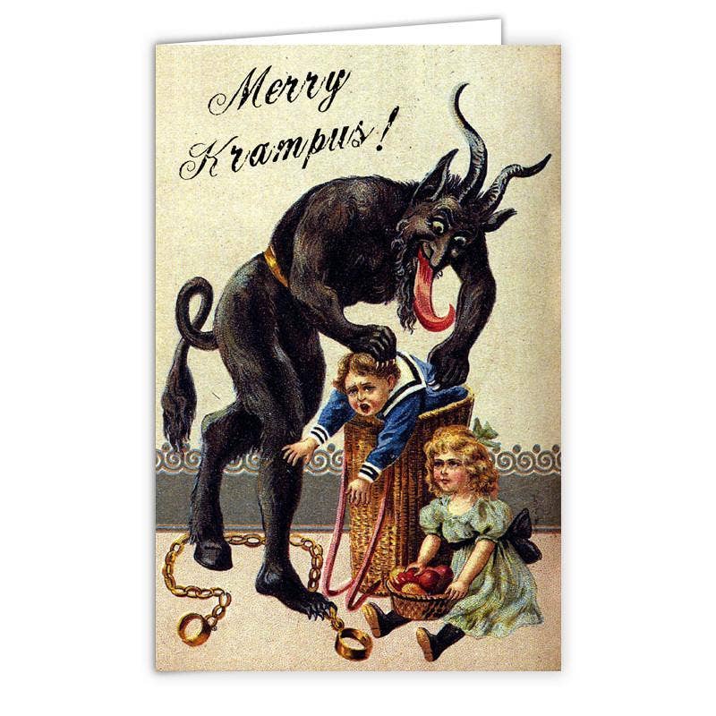 Kid in a Basket Krampus Greeting Card: Card & Envelope Only