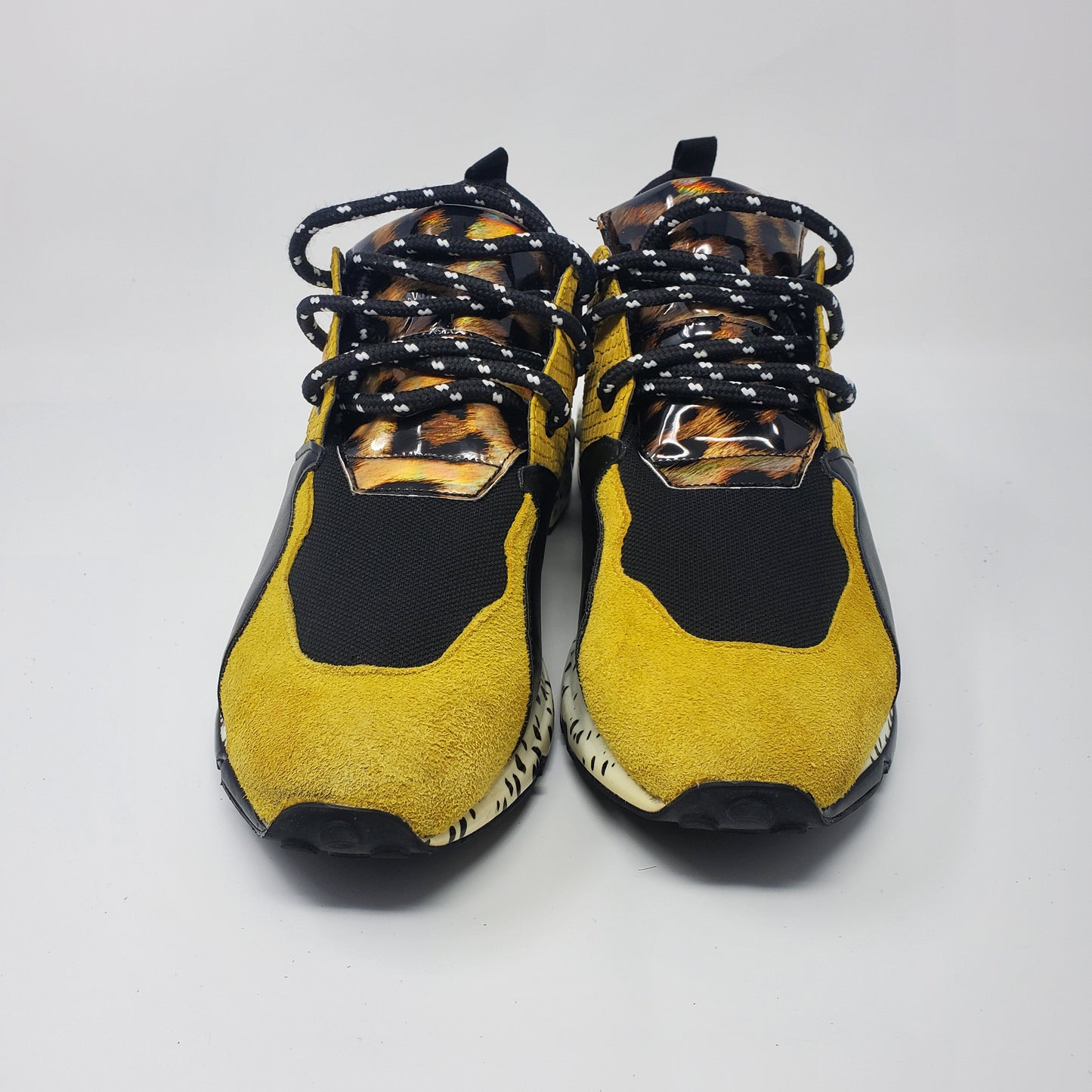 Steve Madden Women Cliff Wedge Yellow Suede w/ Leopard Print Sneaker Womens Size 10