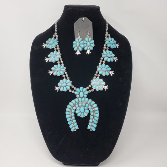 Squash Blossom Statement Necklace W/matching earrings