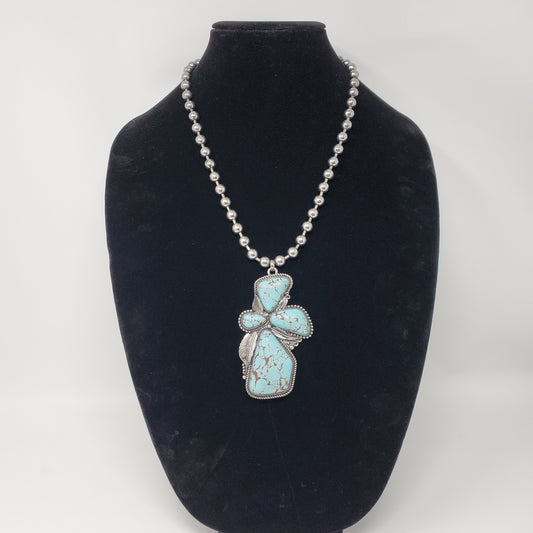 Pendant Necklace Turquoise Color -resin material  w/matching earrings
