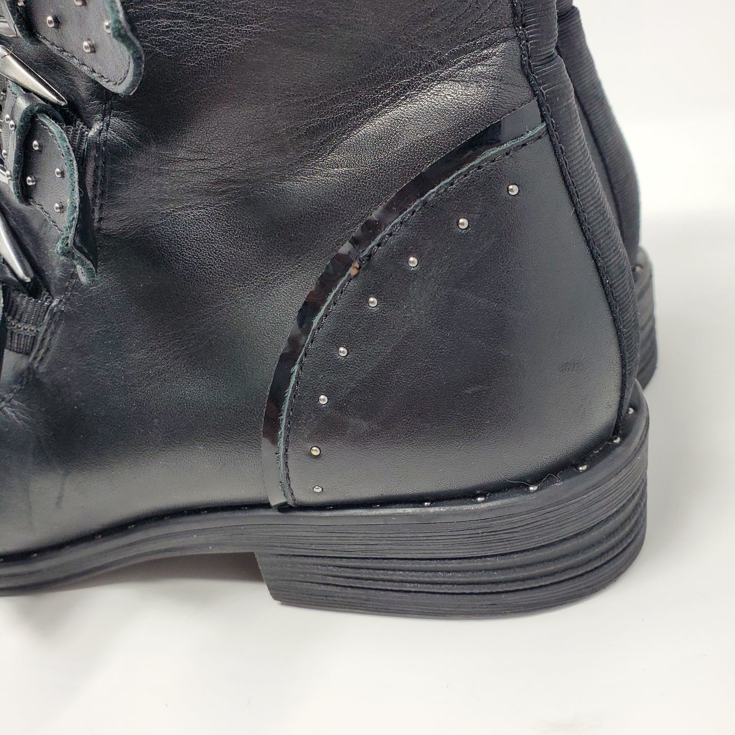 Steve Madden Women's Pursue Black Leather Buckle strap boot Size 10