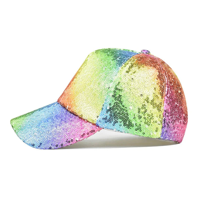 Pastel Rainbow Sequins Ball Cap