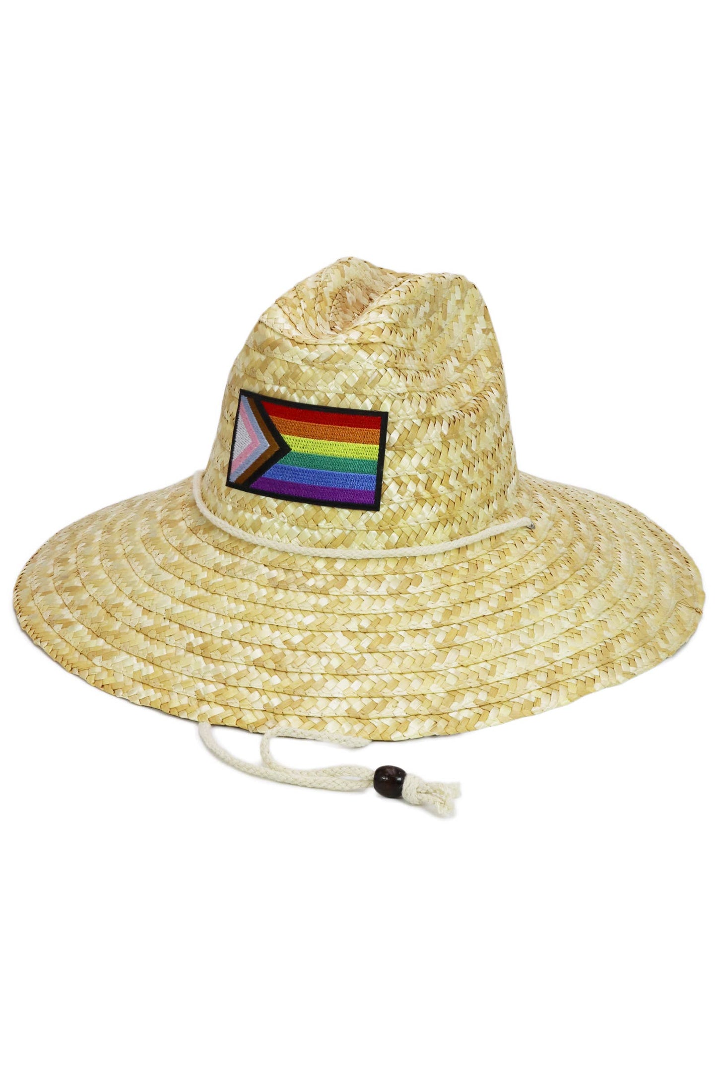 Rainbow Pride Flag Patch Wheat Straw Lifeguard Hat