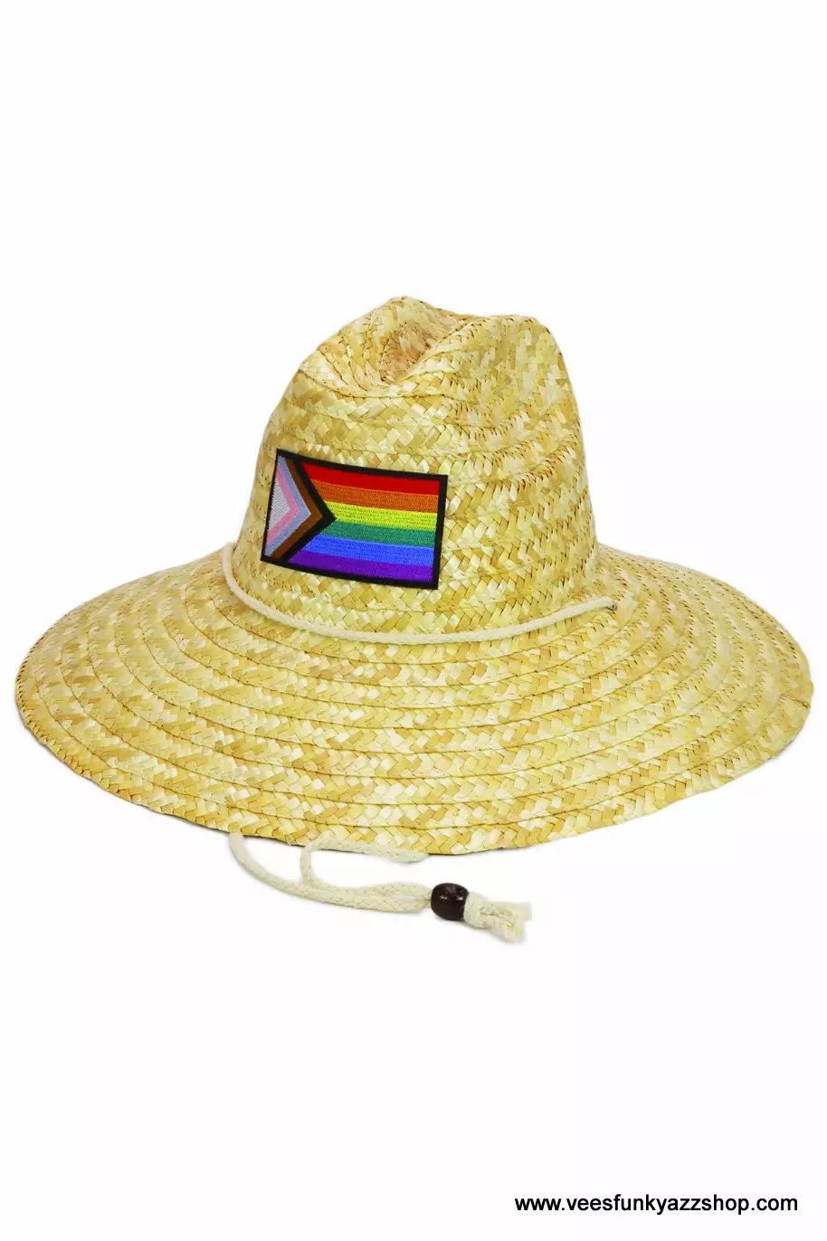 Rainbow Progressive Pride Flag Embroidered Patch Wide Dome Brim Lifeguard Hat