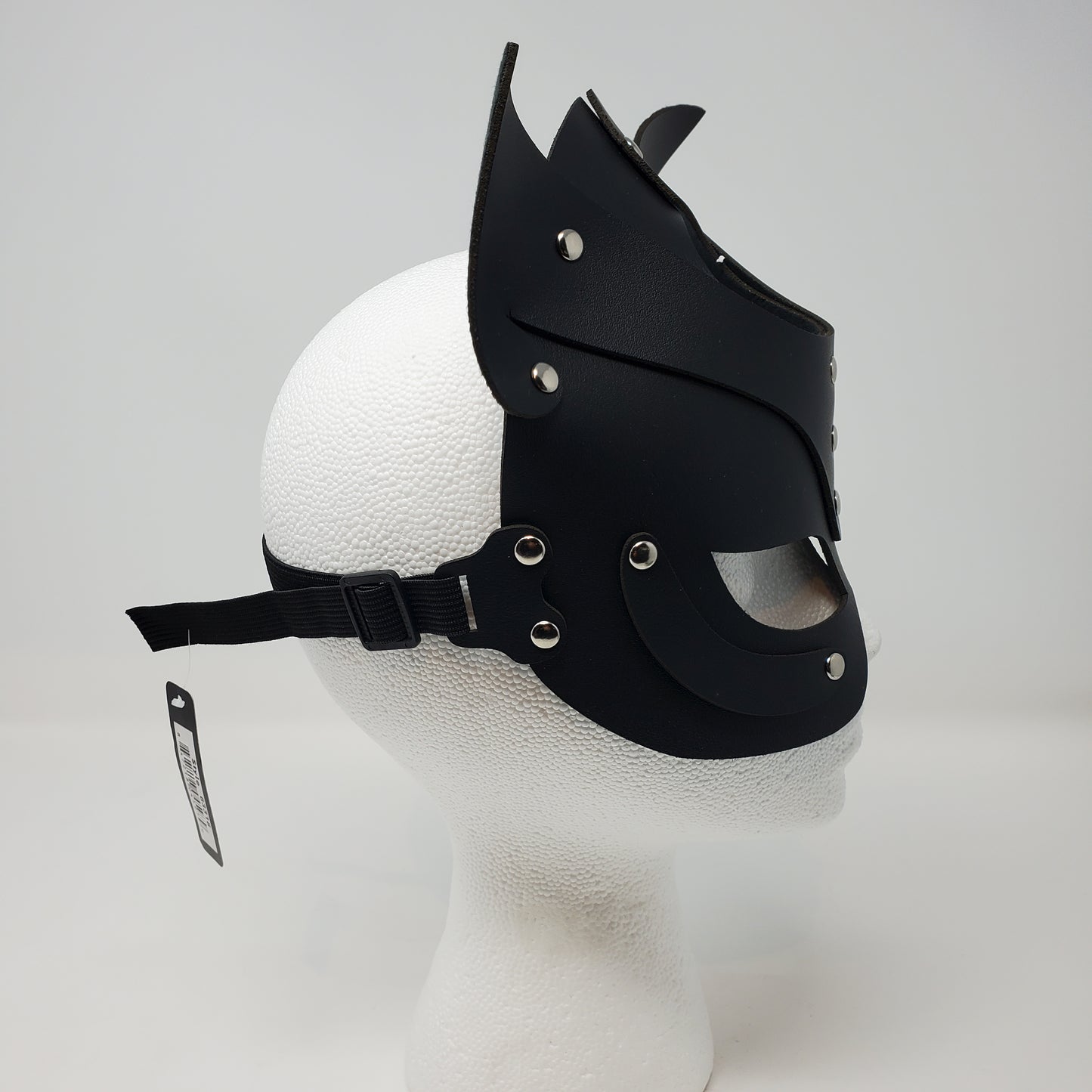 Leatherette cat face mask made of good polyurethane leather material