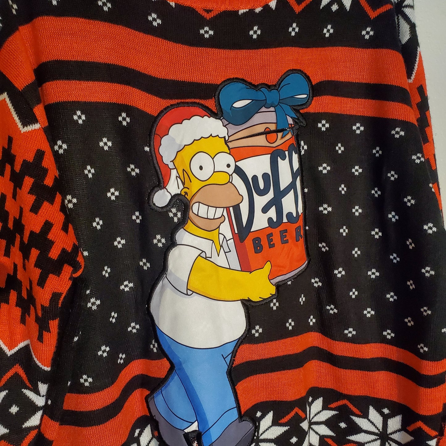 Homer Simpson Holiday Ugly Sweater  Duff Size Large (slight imperfection) read discription