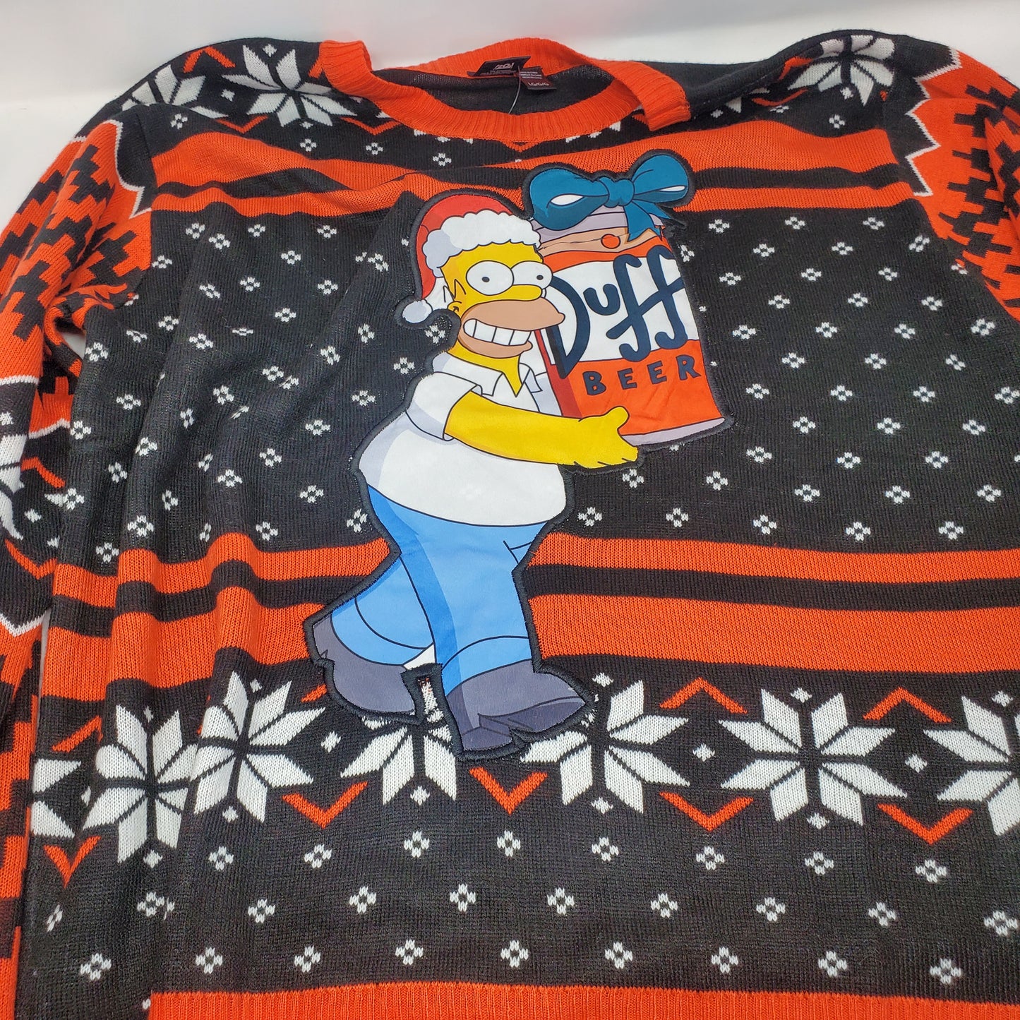 Homer Simpson Holiday Ugly Sweater  Duff Size Large (slight imperfection) read discription