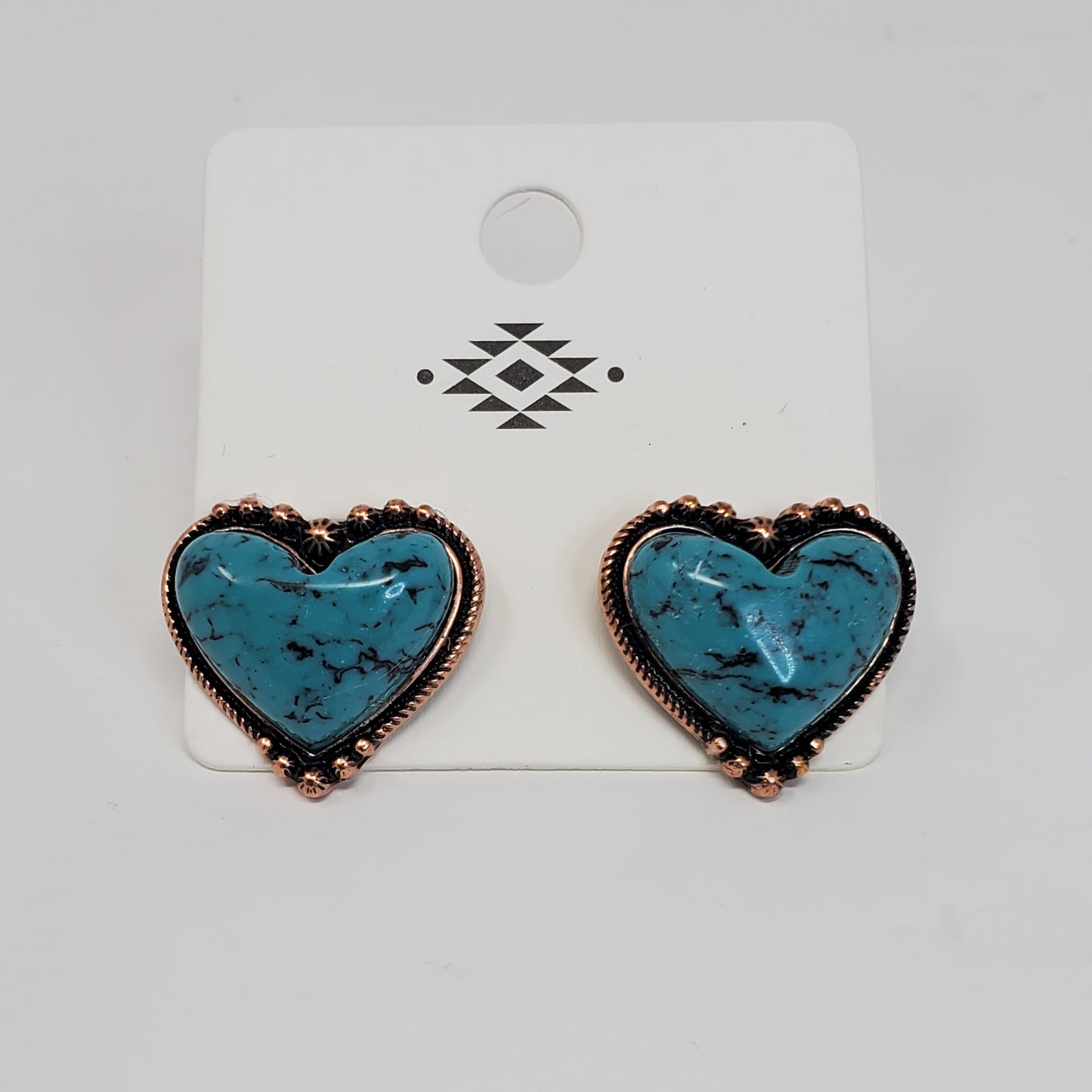 Faux Turquoise Stone Heart Earrings