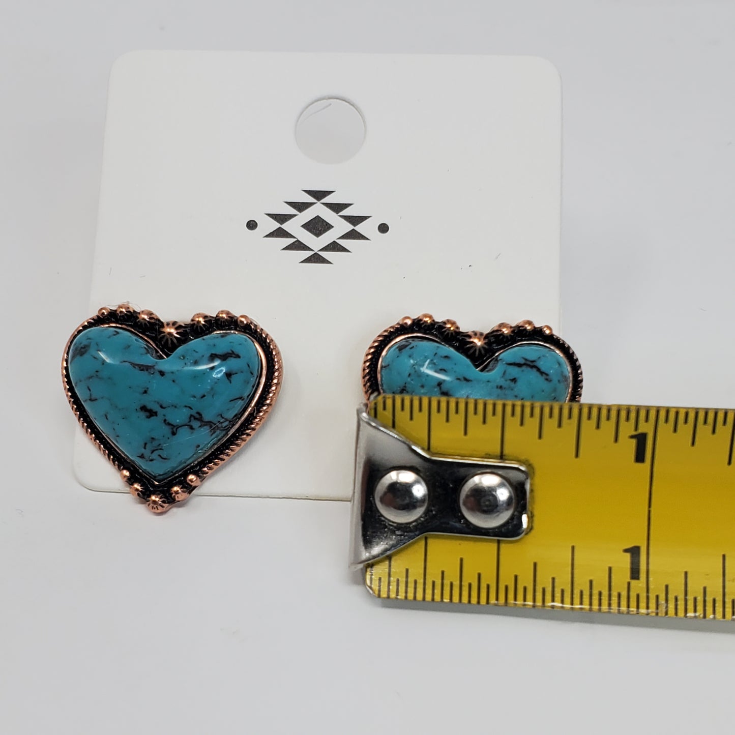 Faux Turquoise Stone Heart Earrings