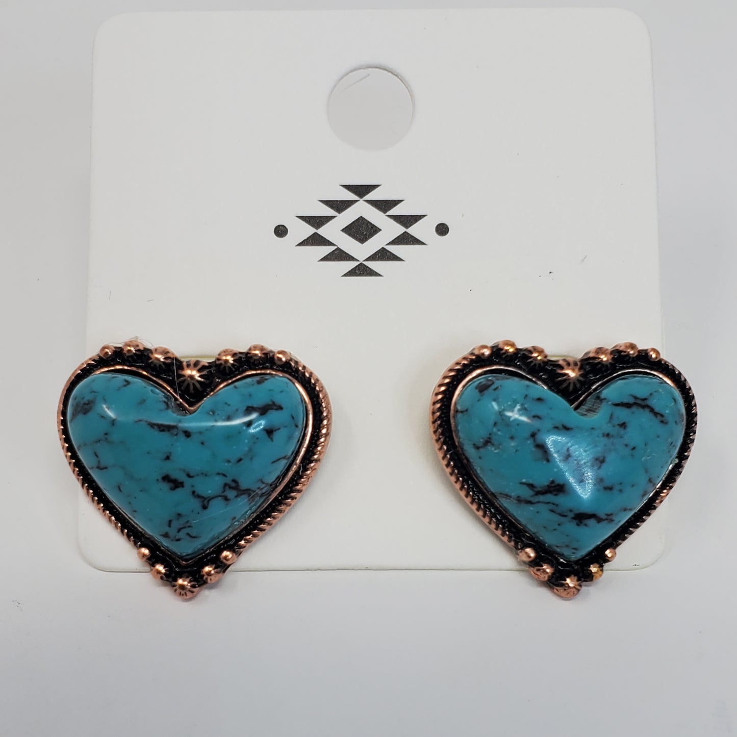 Faux Turquoise Stone Heart Earrings