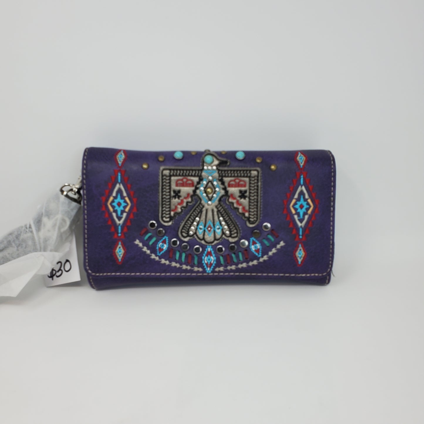 Purple Thunderbird purse Wallet with crossbody strap