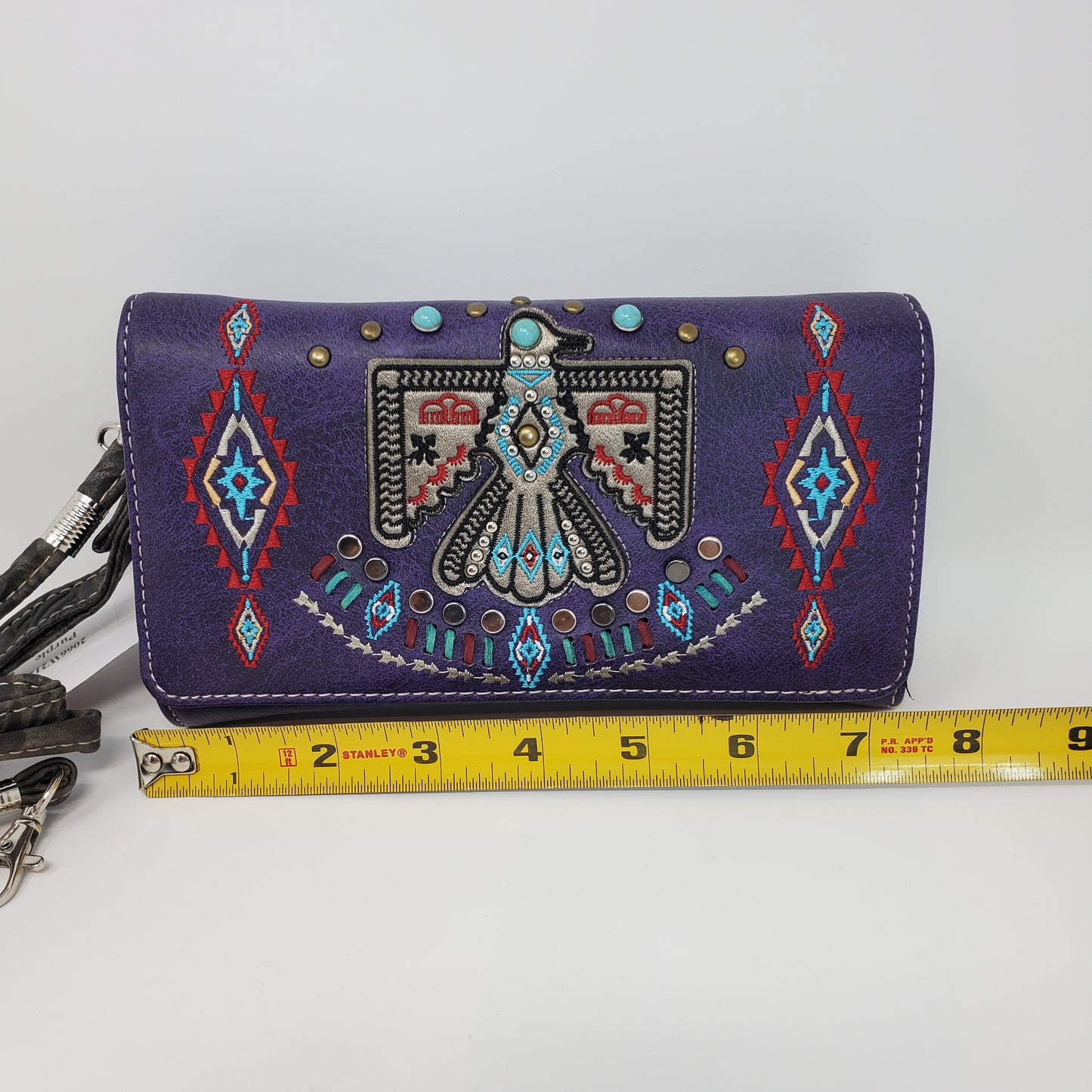 Purple Thunderbird purse Wallet with crossbody strap