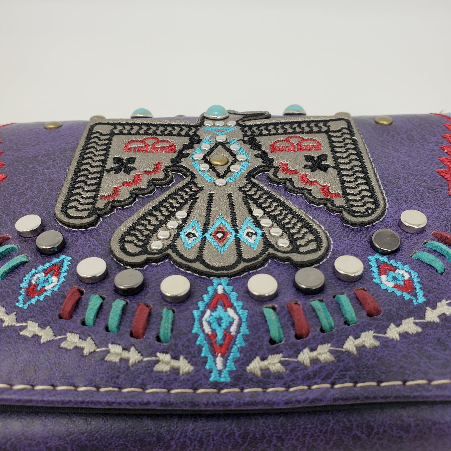 Purple Thunderbird purse Wallet with crossbody strap