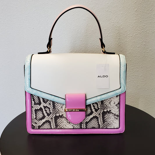 ALDO Spring Snakeprint Pink Light Blue & White Purse Bag Crossbody NWT