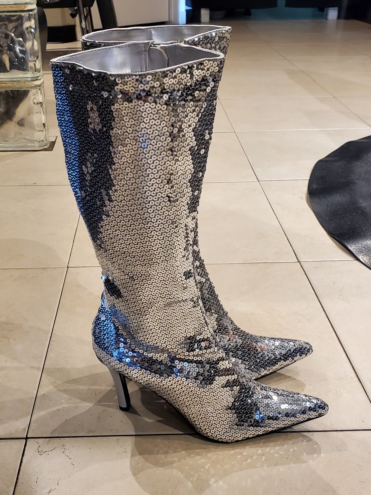 Funtasma Silver Sequins Boots Size 12 Women's Size 10 Mens