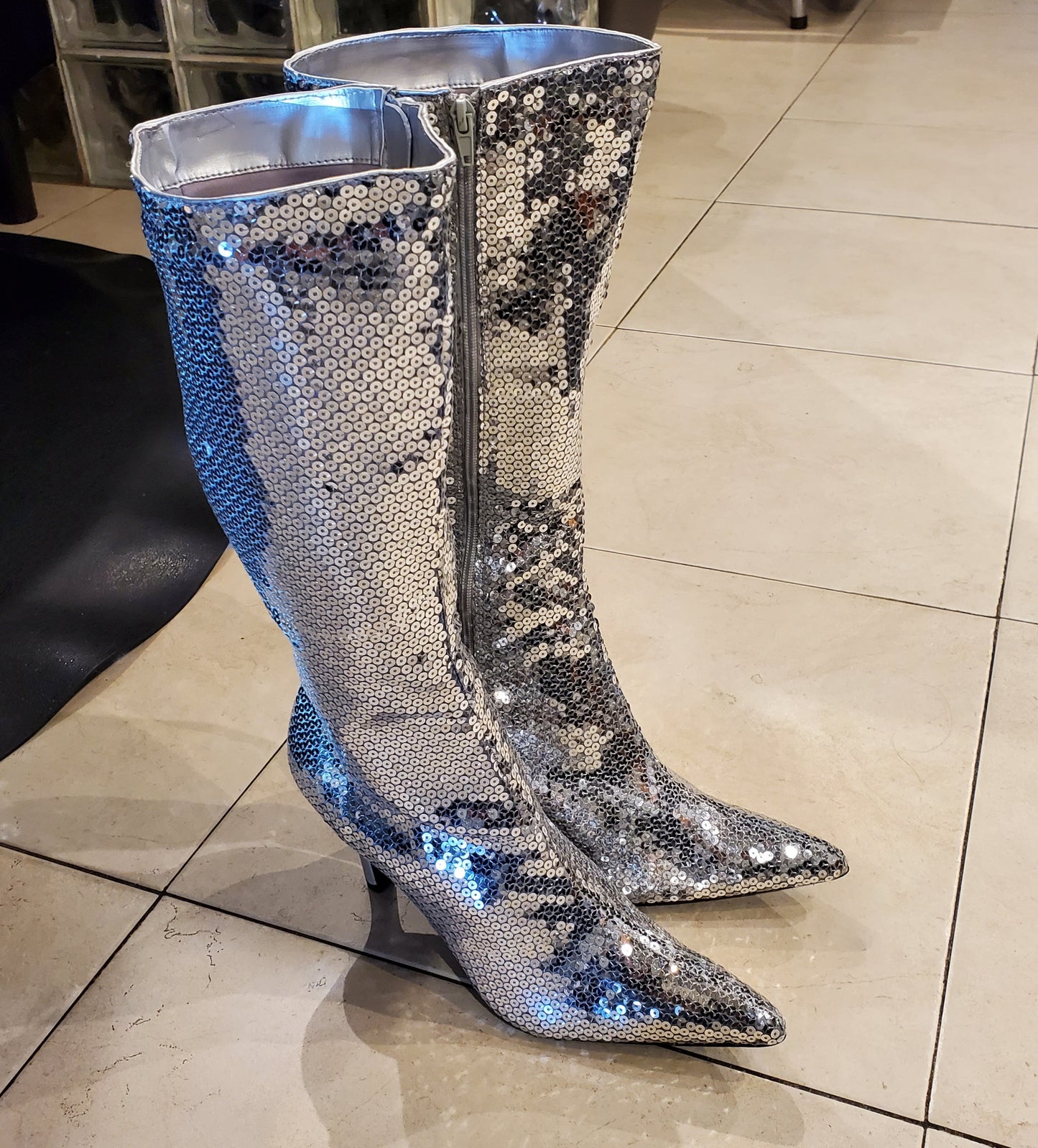 Funtasma Silver Sequins Boots Size 12 Women's Size 10 Mens