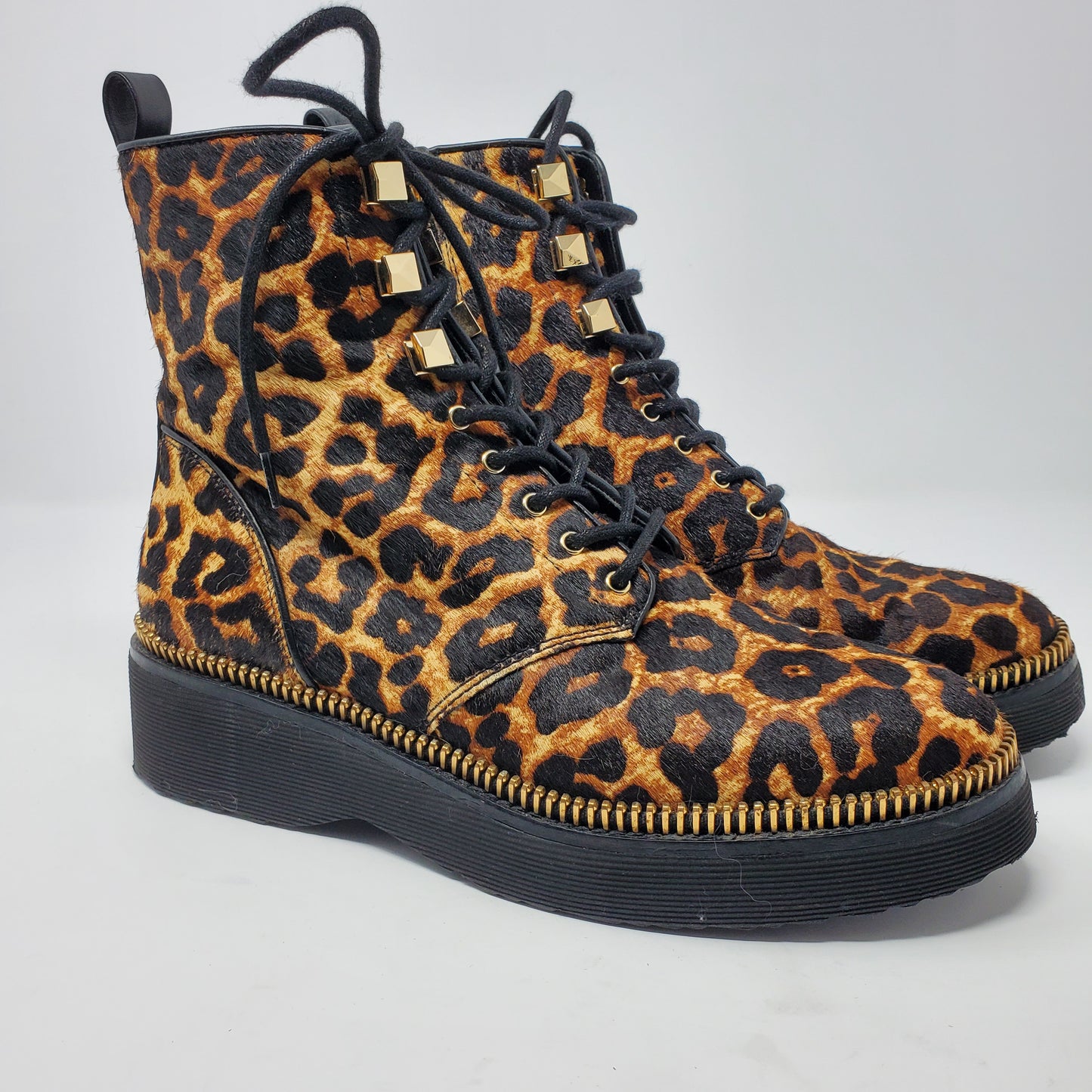 Michael Kors Faux fur leopard print boots women's Size  7.5