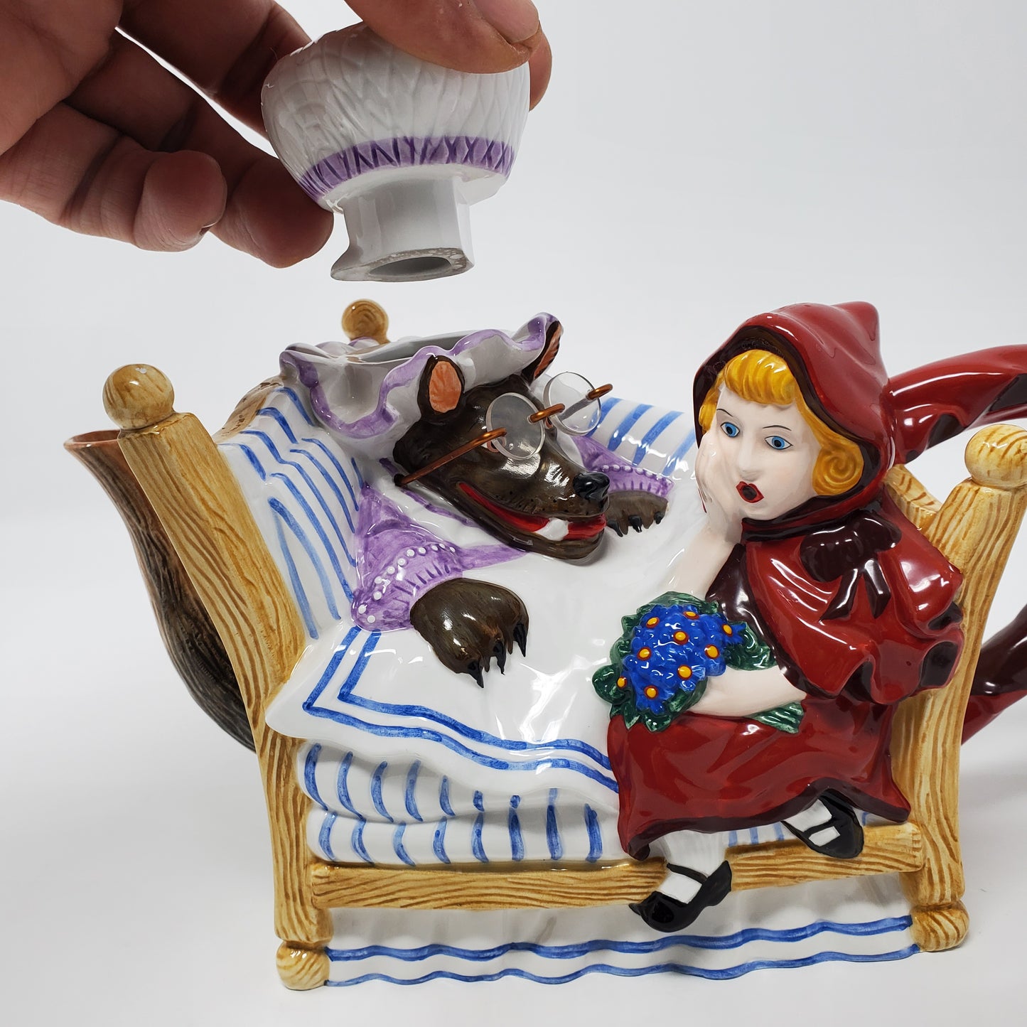 Department 56 Little Red Riding Hood and Big Bad Wolf Fairytale vintage teapot