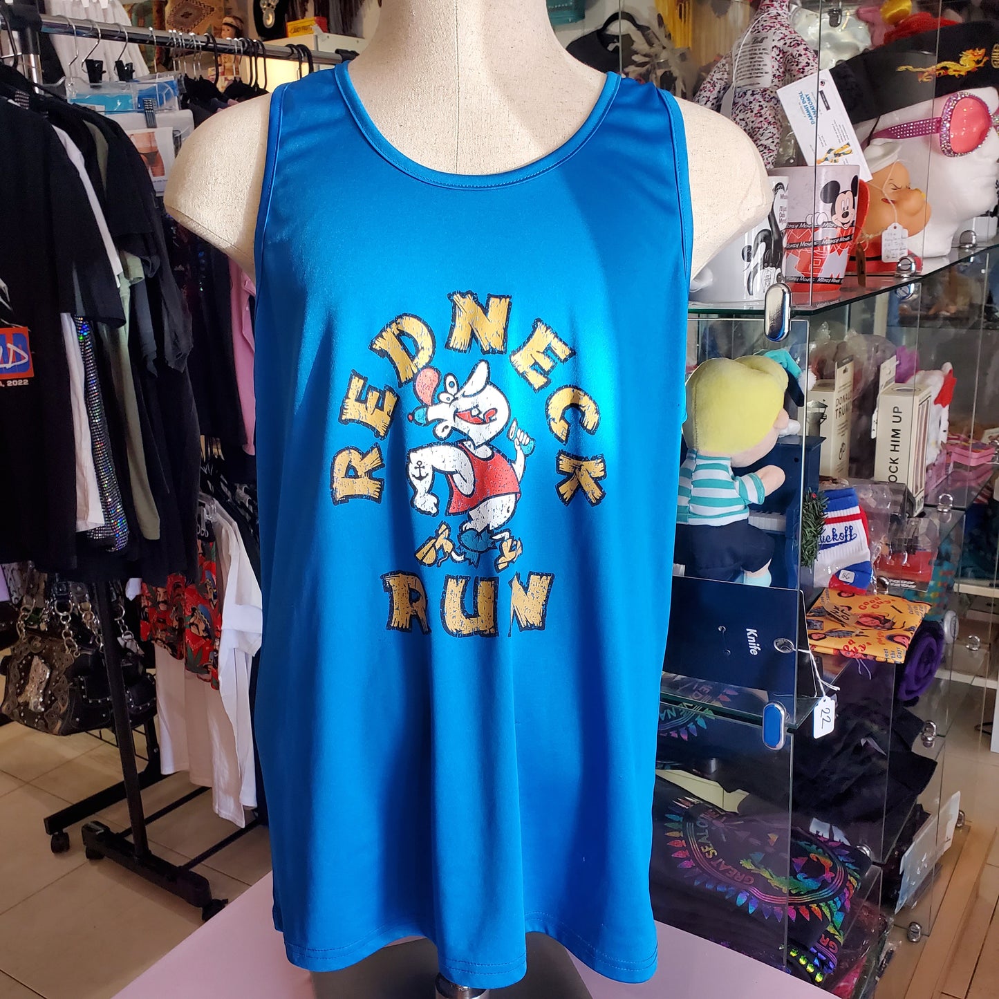 "Redneck Run" Blue Polyester Event XL Tank Top