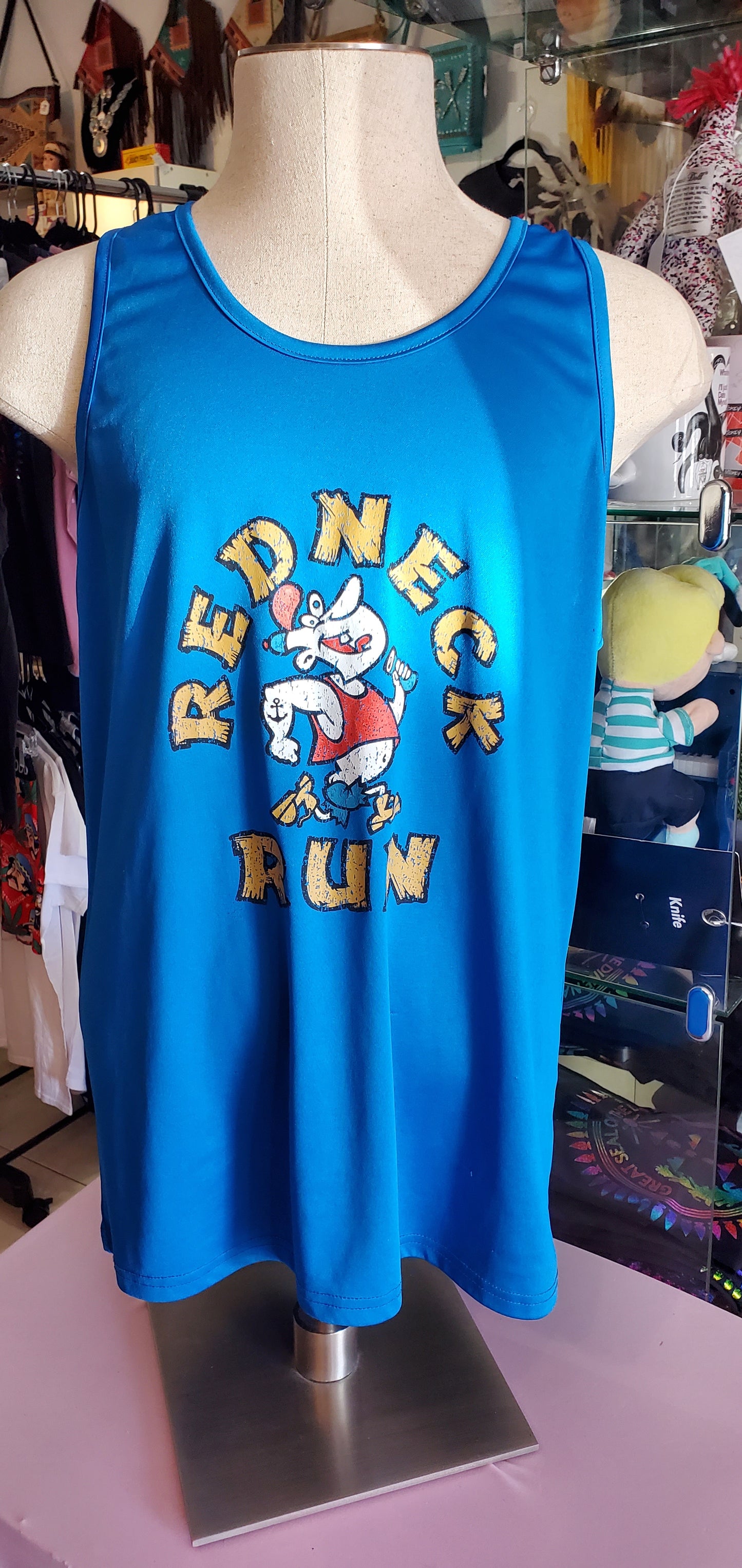 "Redneck Run" Blue Polyester Event XL Tank Top