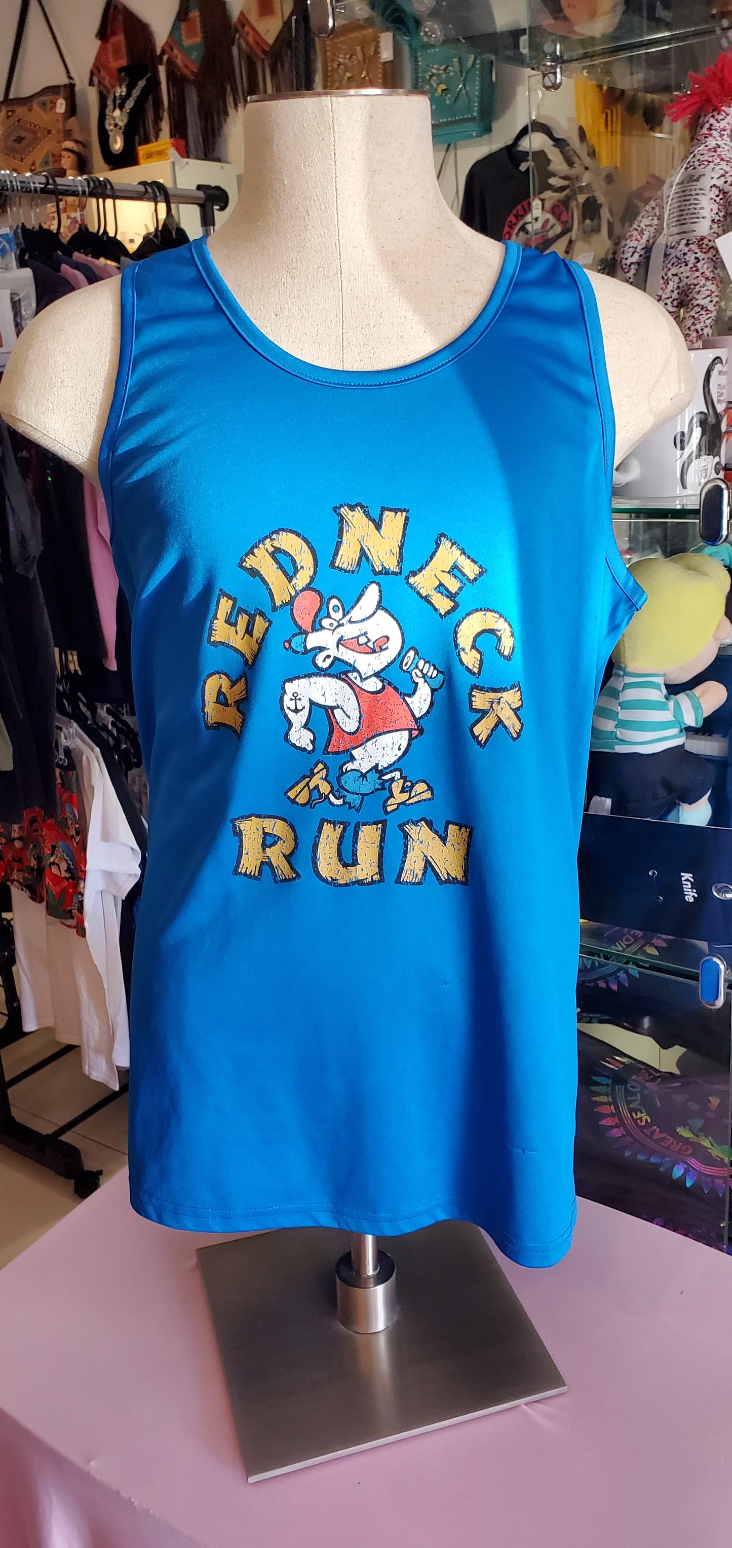 "Redneck Run" Blue Polyester Event XL Tank Top