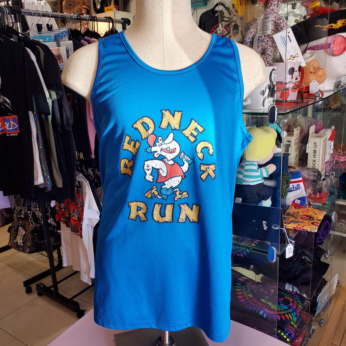 "Redneck Run" Blue Polyester Event XL Tank Top