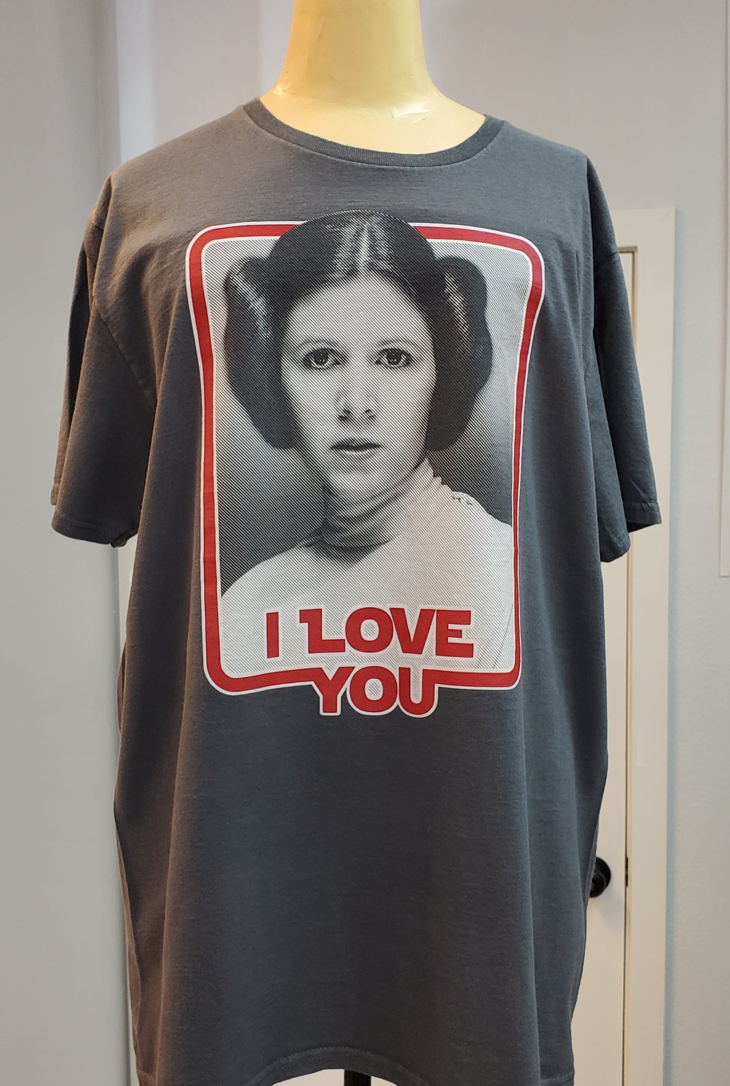 Princess Leia I Love You Large Gray Tshirt