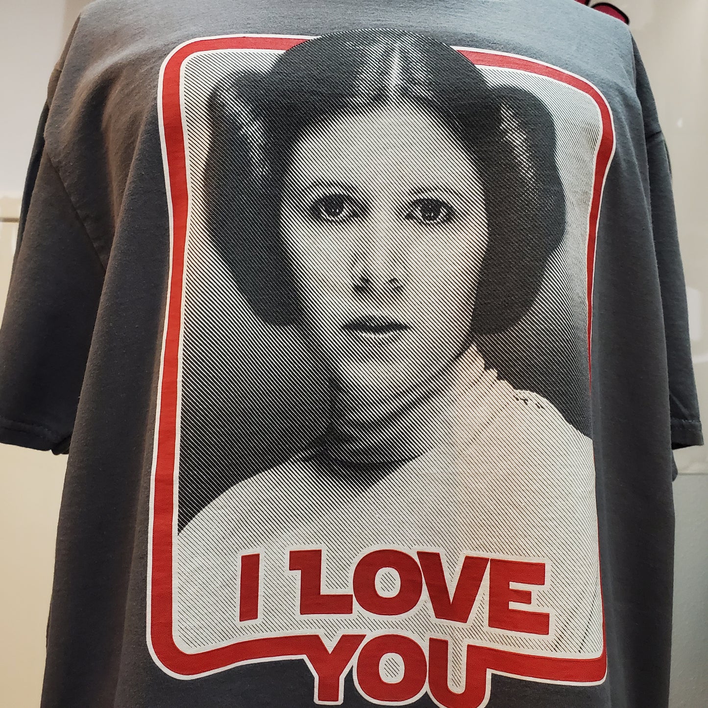 Princess Leia I Love You Large Gray Tshirt