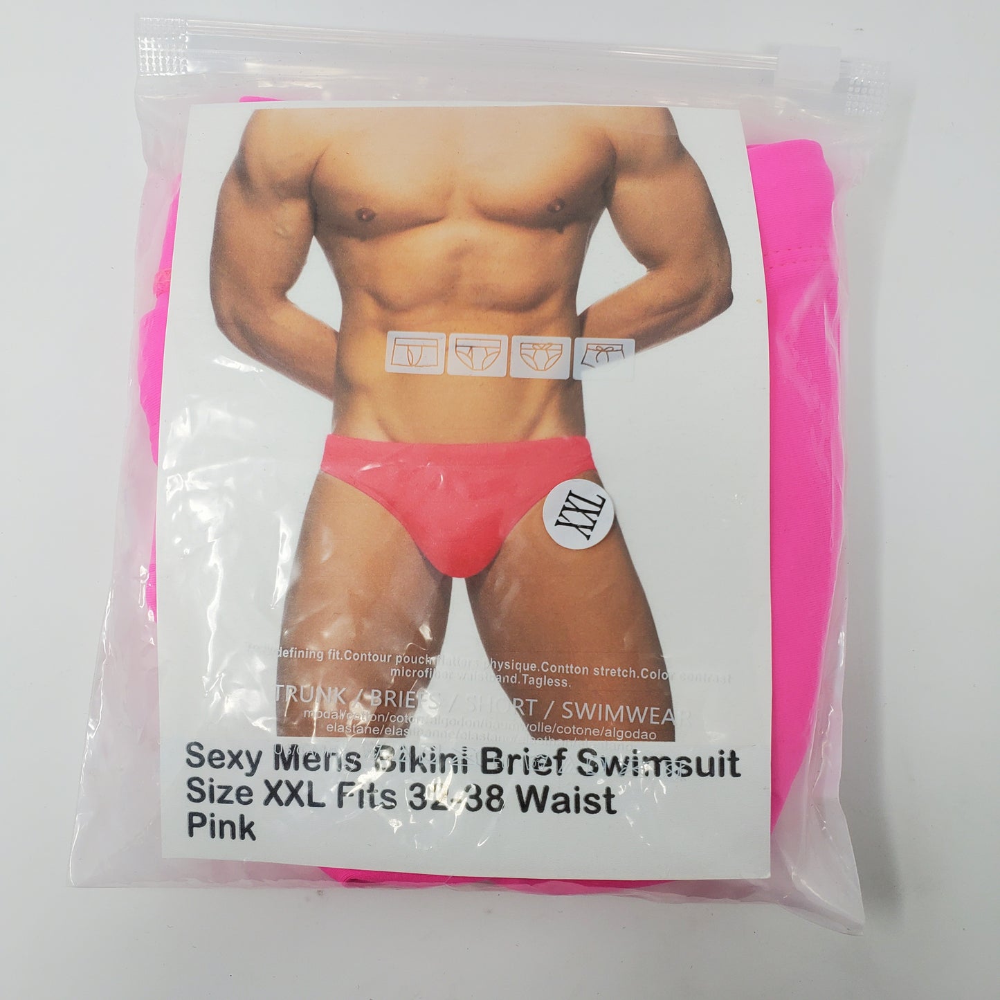 Mens Pink Brief Swimsuit fits 32-38