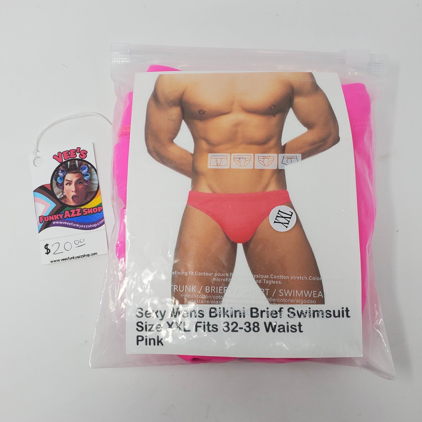 Mens Pink Brief Swimsuit fits 32-38