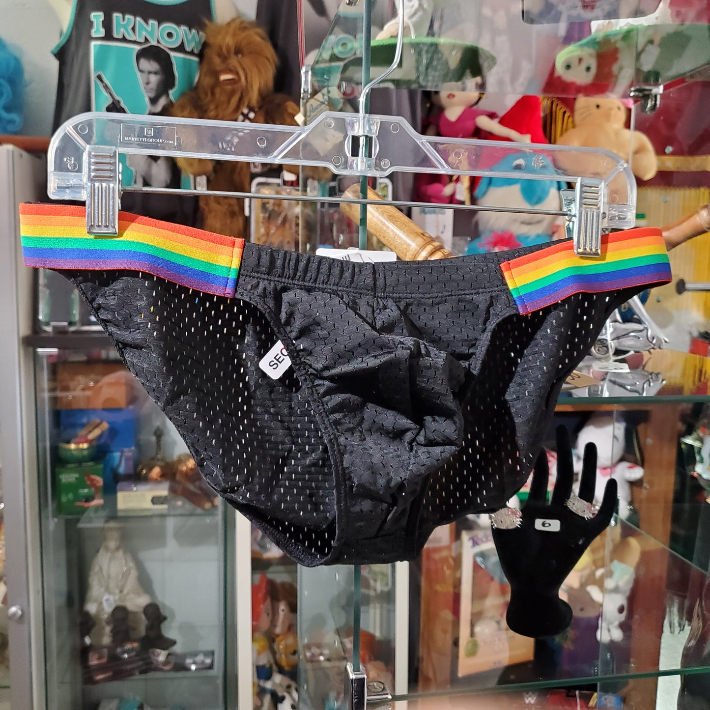 Mens Mesh Briefs w Pride Rainbow Elastic Belt band XXL fits 32-37