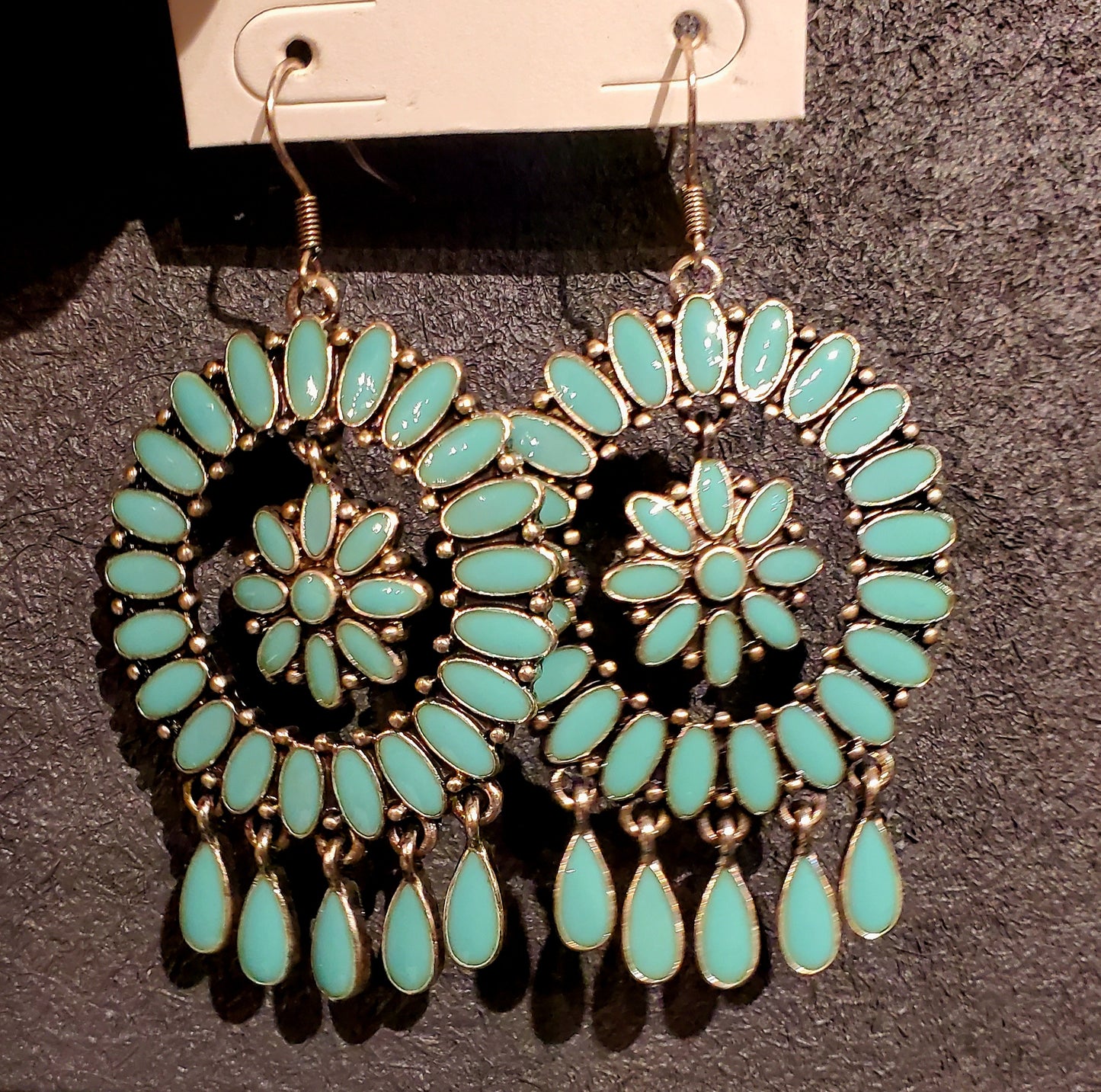 Dangle Round Turquoise colored Earrings