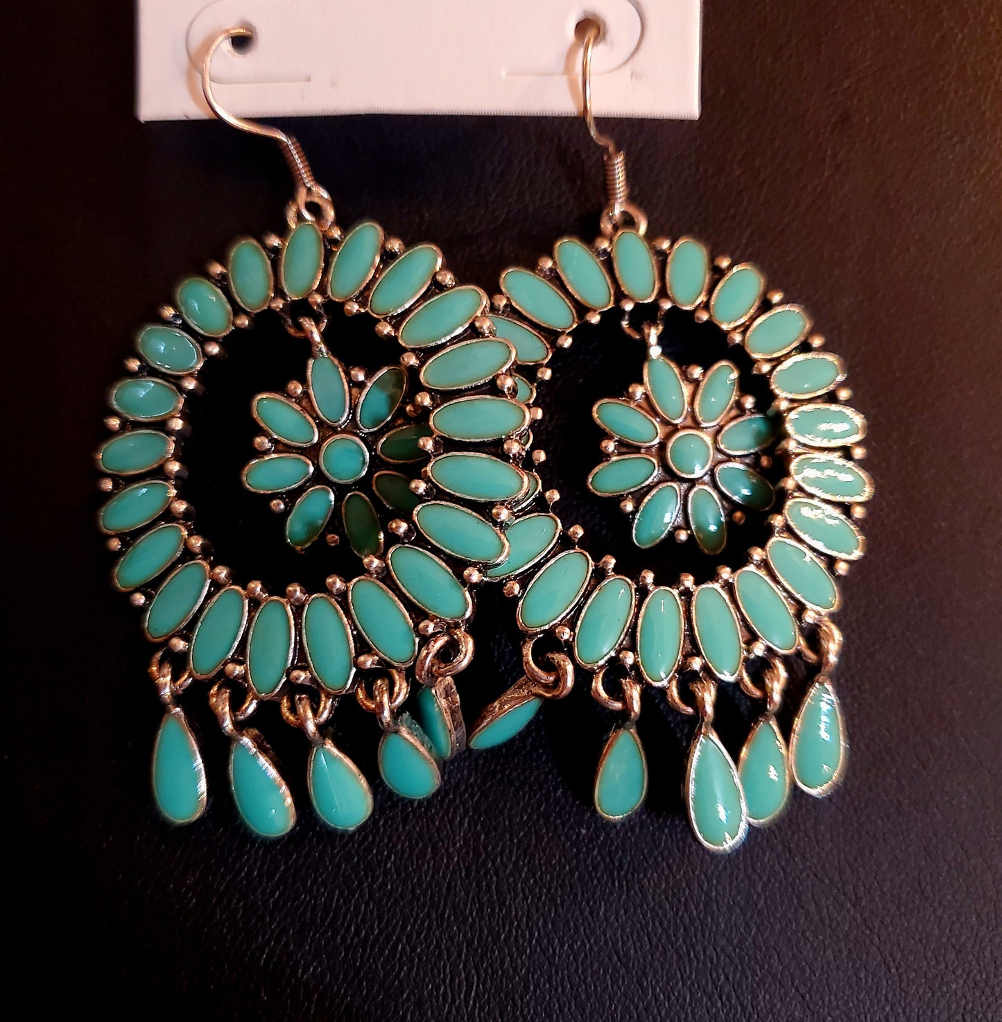 Dangle Round Turquoise colored Earrings