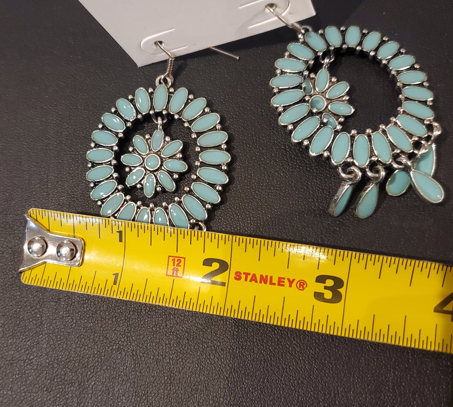 Dangle Round Turquoise colored Earrings