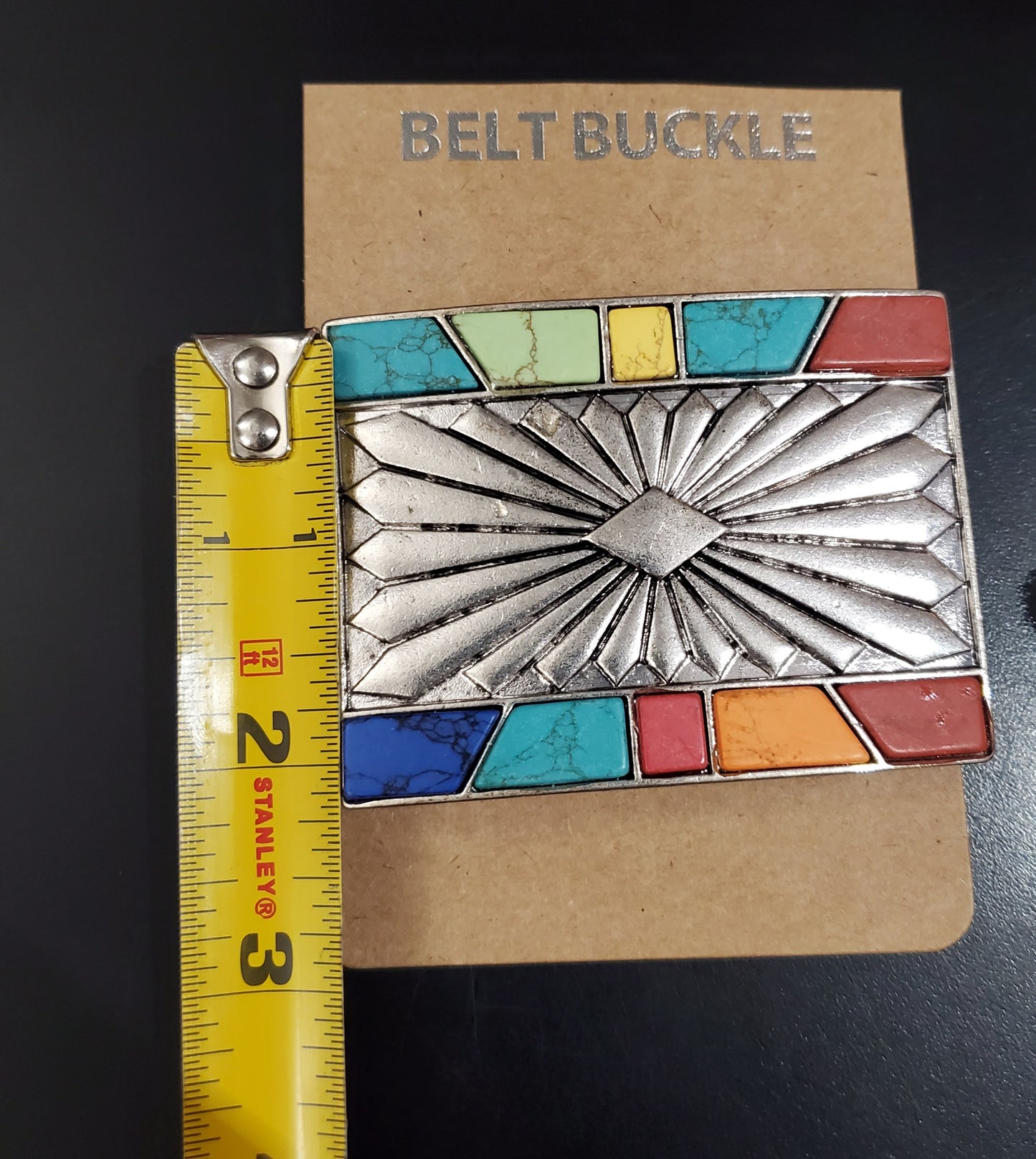 Multi-colored Stone Belt Buckle