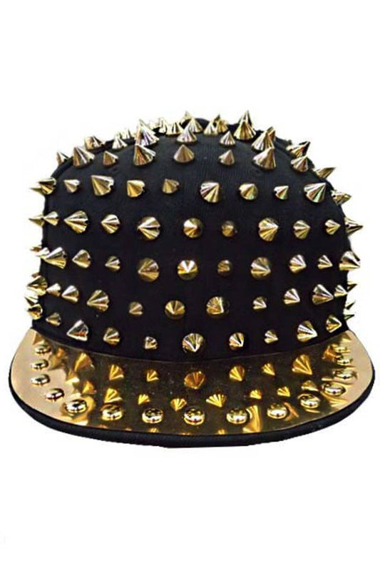 Punk Rock Heavy Metal Studded Snapback: Black/Gold