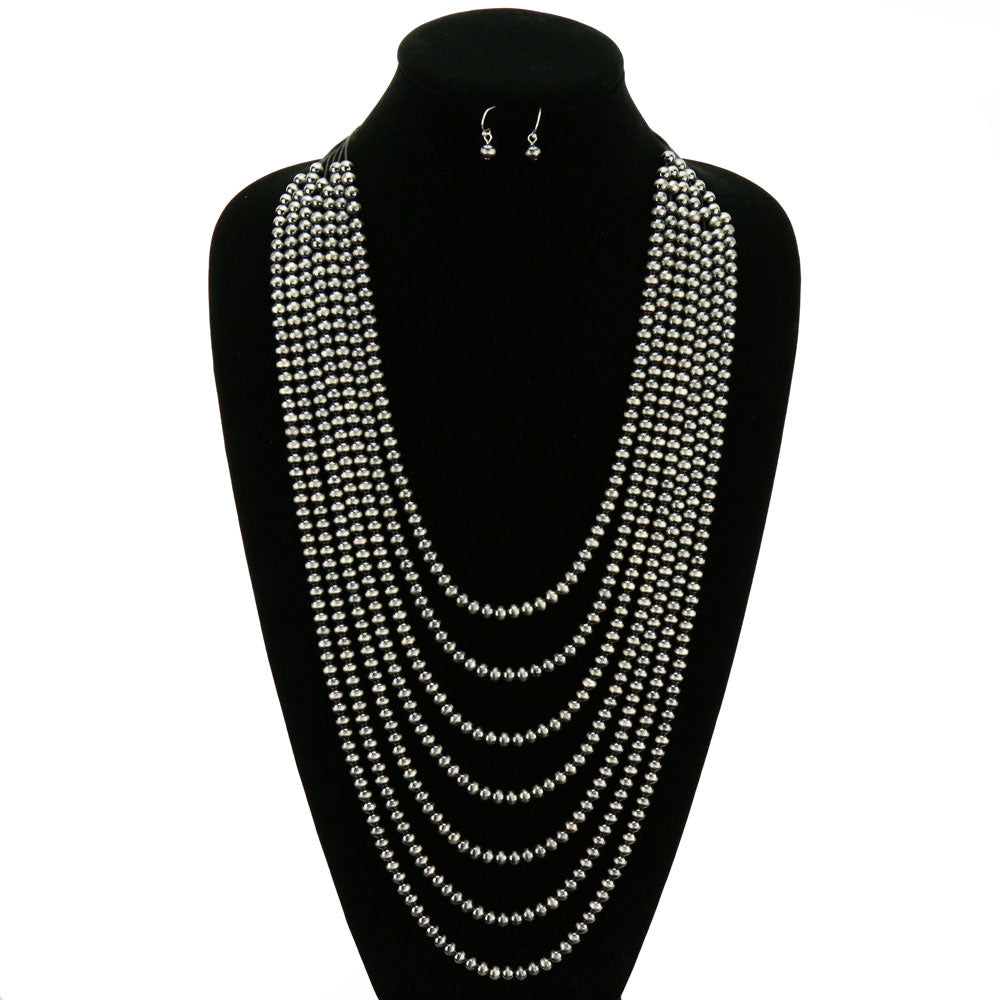 Southwestern Style Pearl Necklace Set with matching earrings