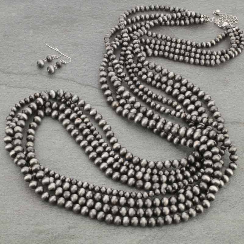 Western Navajo Style "Faux" Pearl Necklace 43"