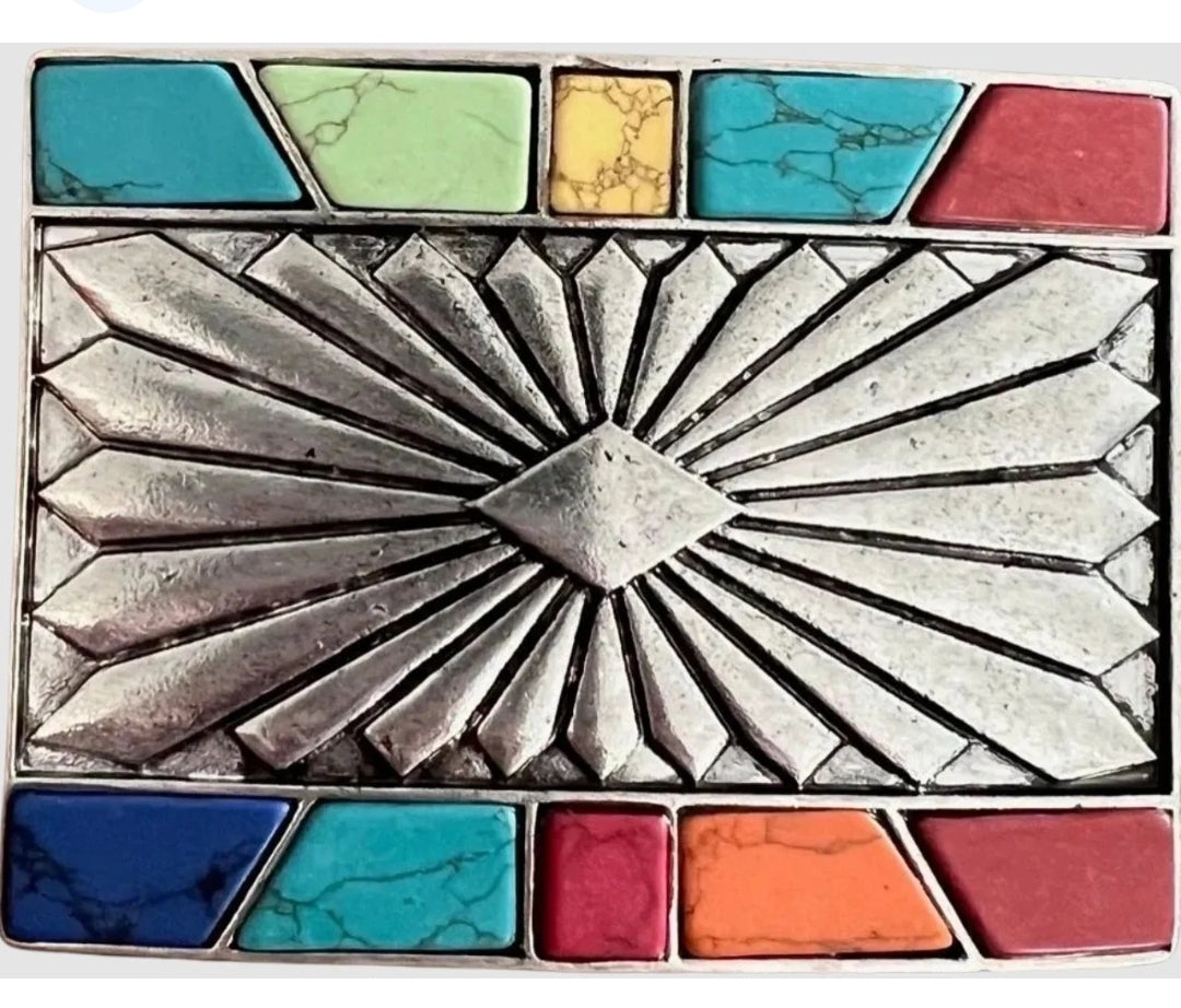 Multi-colored Stone Belt Buckle